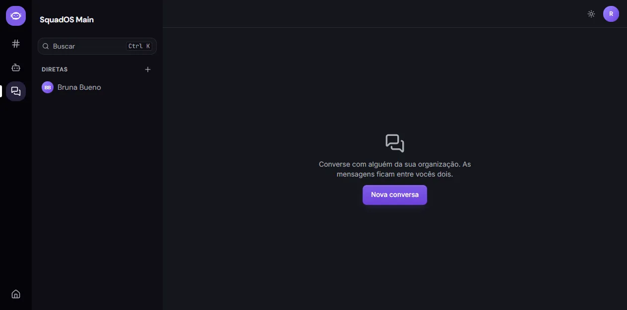The Hub's direct messages area