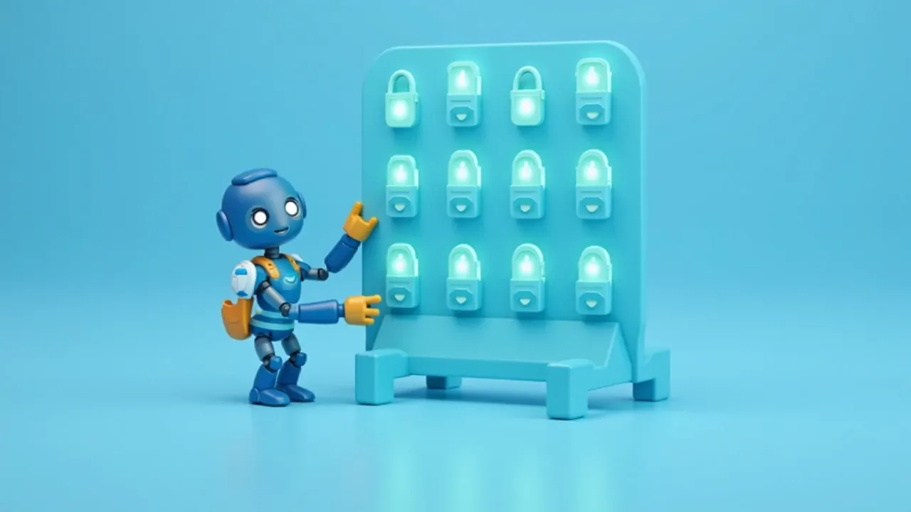 Seven data-protection practices shown as shields on a board