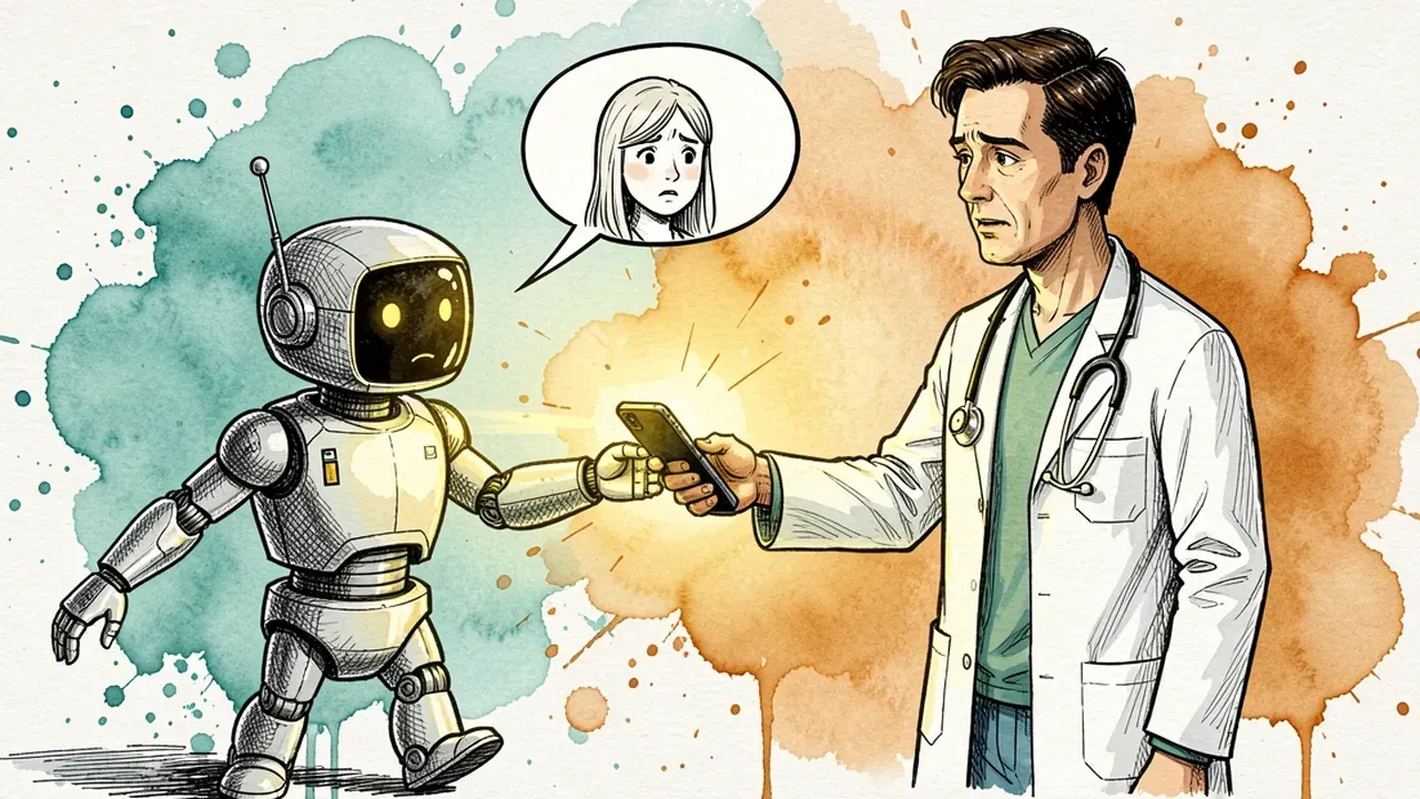 AI agent robot handing off a conversation to a human pharmacist facing a health question