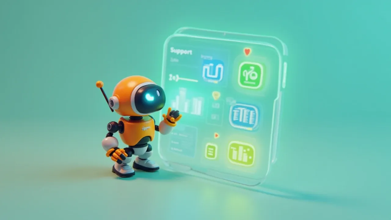 Dashboard measuring AI return by team, with charts for support, sales, and HR